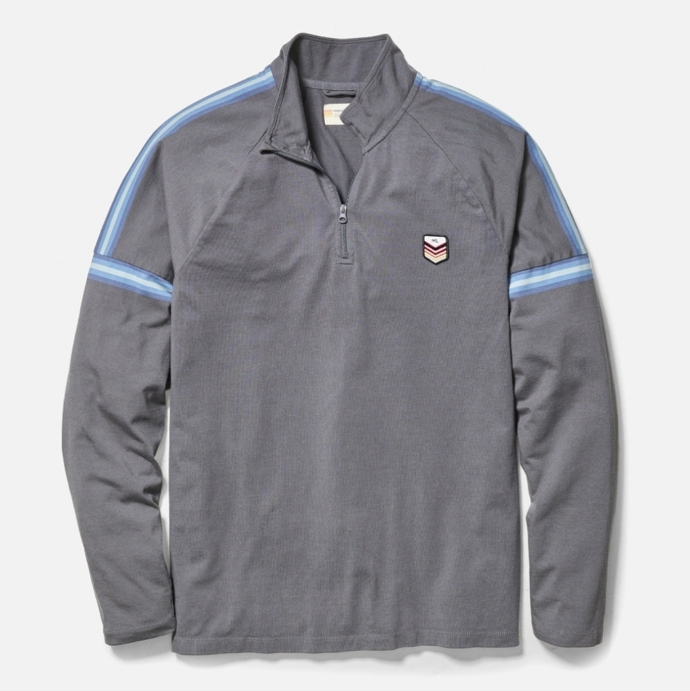 Marine Layer Archive Quarter Zip In Charcoal